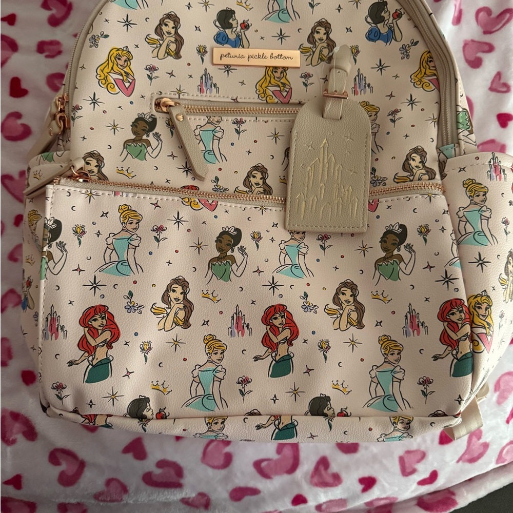 Petunia Pickle Bottom Beige Backpack with Princess Design